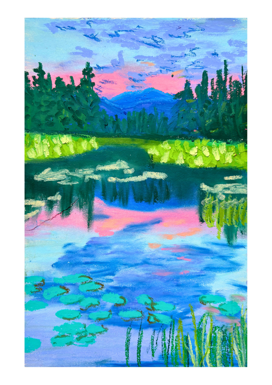 Oil pastel landscape #11- Print